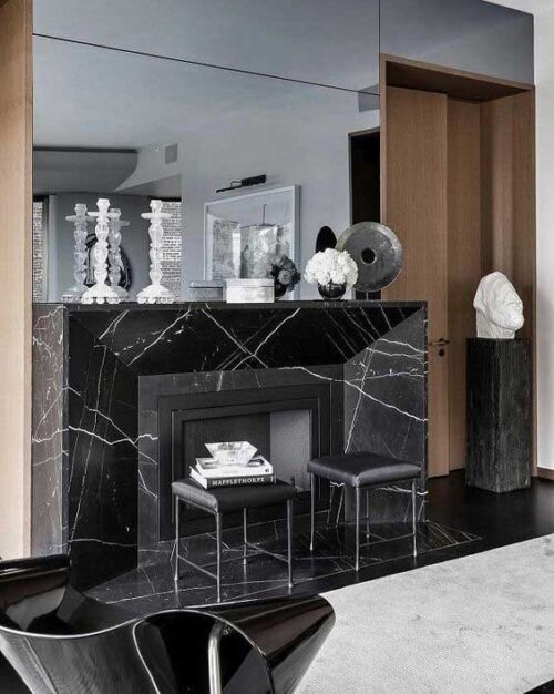 Nero Marquina Mermer Şömine B0250